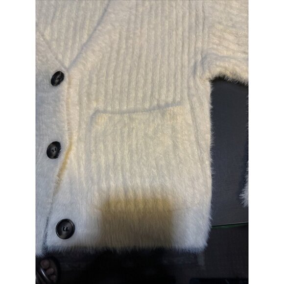 COTTON ON Women’s Cardigan Sweater Button Down Ribbed Fuzzy Size S/P Ivory Cream - Picture 13 of 15